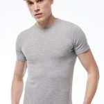 DFN Erkek Gri Yuvarlak Yaka Kısa Kollu Pamuk Elastan Fanila T-shirt 093