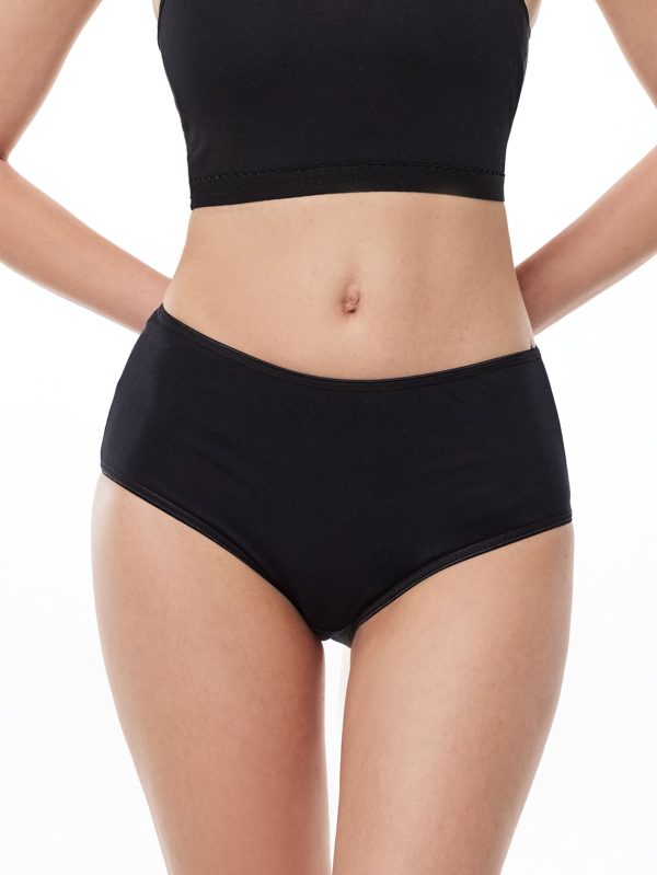 DFN Kadın Siyah 6 Lı Paket Pamuk Elastan Yüksek Bel Slip Külot 125
