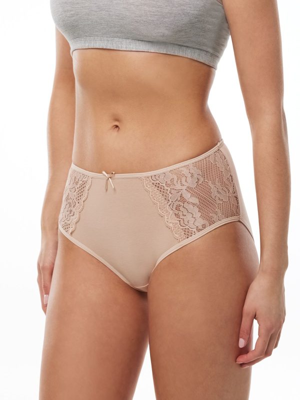DFN Kadın Ten 6 Lı Paket Pamuk Elastan Dantelli Yüksek Bel Slip Külot 150