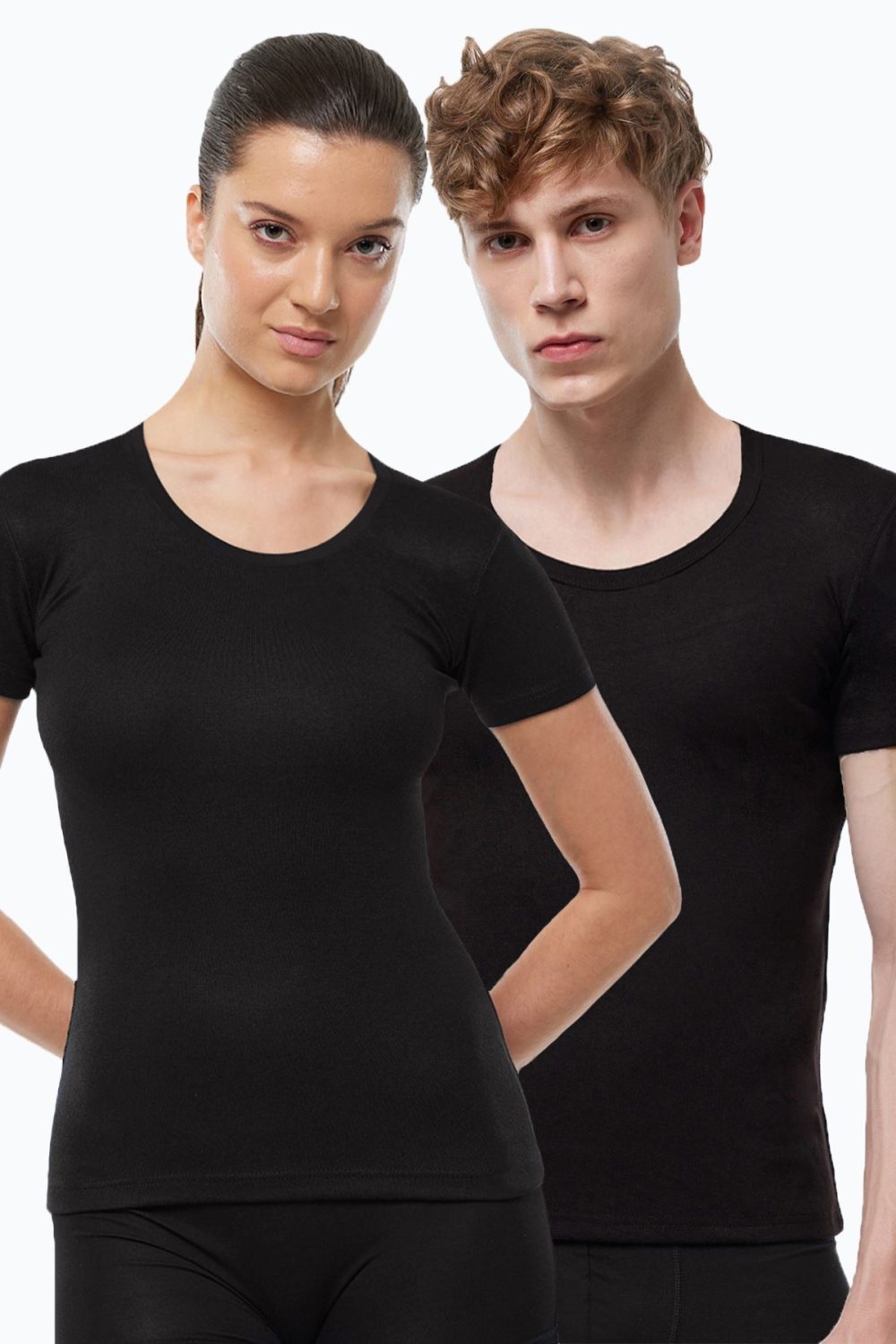 DFN Unisex Siyah Açık Yaka Kısa Kollu Ekonomik Termal İçlik 342