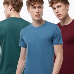 DFN Erkek 3 lü Paket Mavi Bordo Yeşil Düğmeli Yaka İnce Yaz Serinliği T-shirt 083