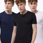 DFN Erkek 3 Lü Paket Siyah Beyaz Lacivert Düğmeli Yaka İnce Yaz Serinliği T-Shirt 083