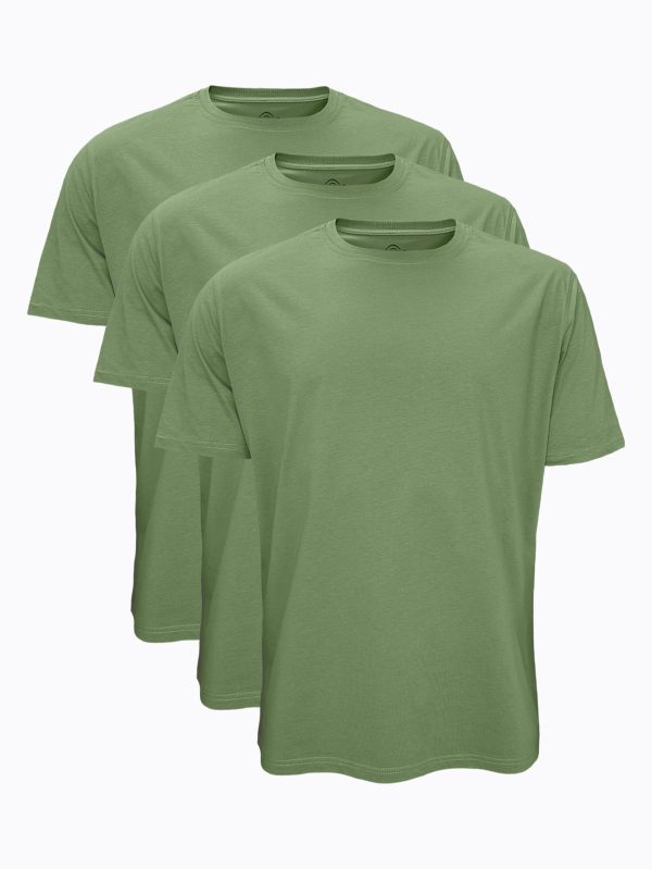 DFN Haki 3 lü Erkek Tişört Loose Fit / %100 Pamuk Bol Rahat Kesim 3M6040