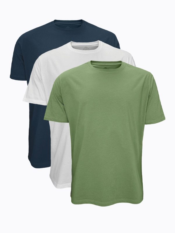 DFN Füme Taş Haki 3 lü Paket Erkek Büyük Beden Tişört Loose Fit / %100 Pamuk Bol Rahat Kesim 3M6041