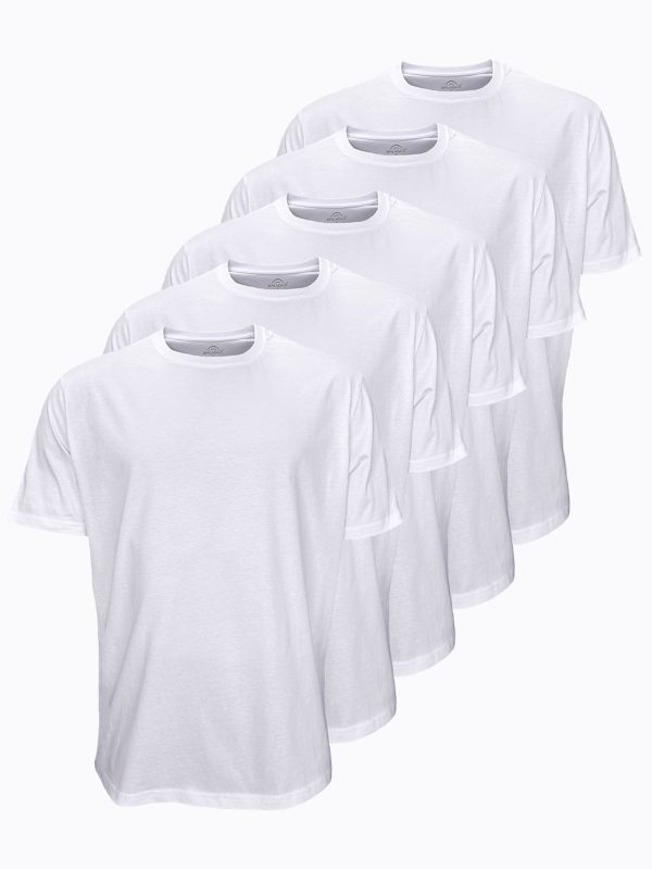 DFN Beyaz 5 li Paket Erkek Büyük Beden Tişört Loose Fit / %100 Pamuk Bol Rahat Kesim 5M6041