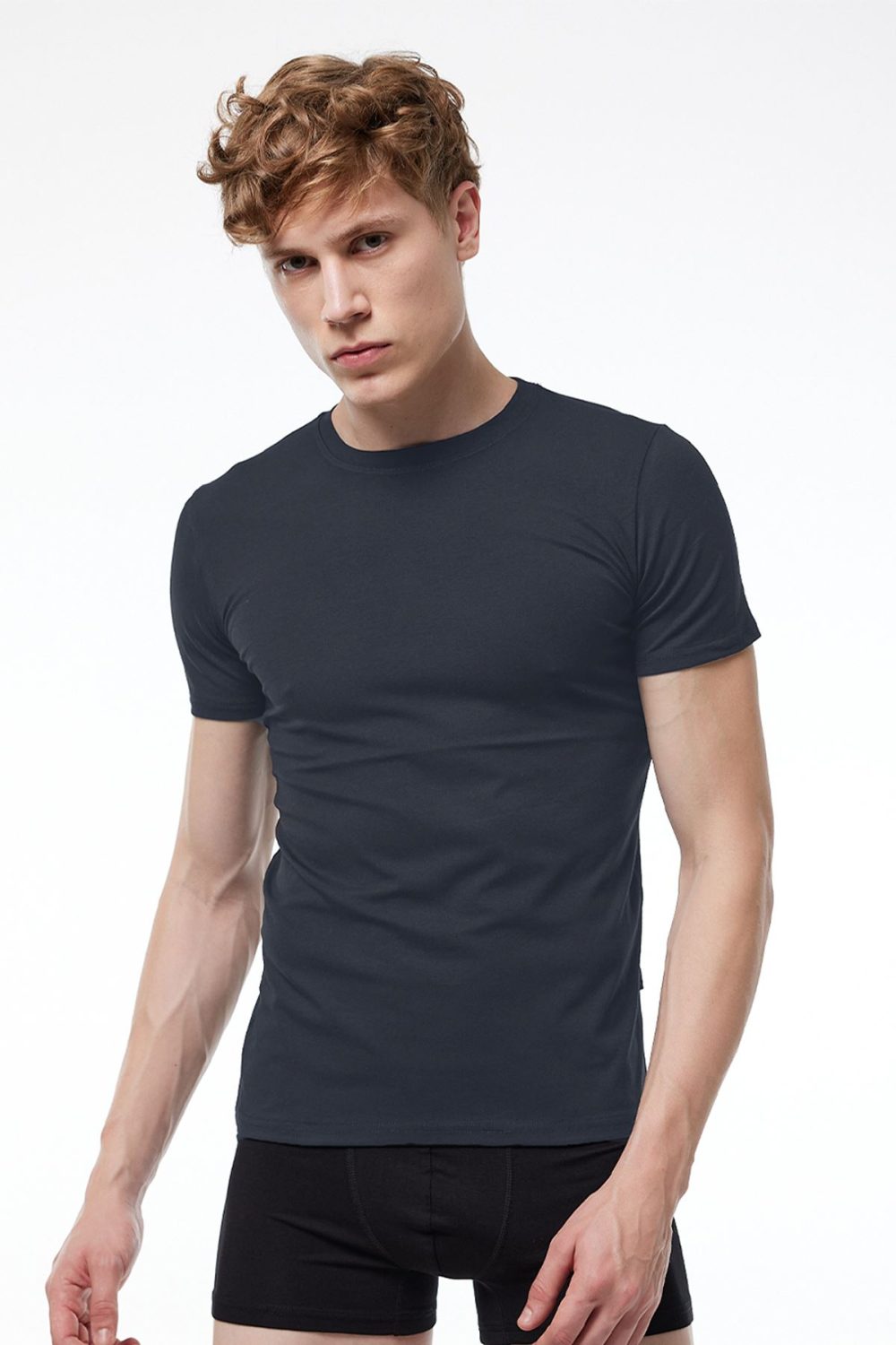 DFN Erkek Füme Yuvarlak Yaka Kısa Kollu Modal T-shirt Body 030 - Görsel 2