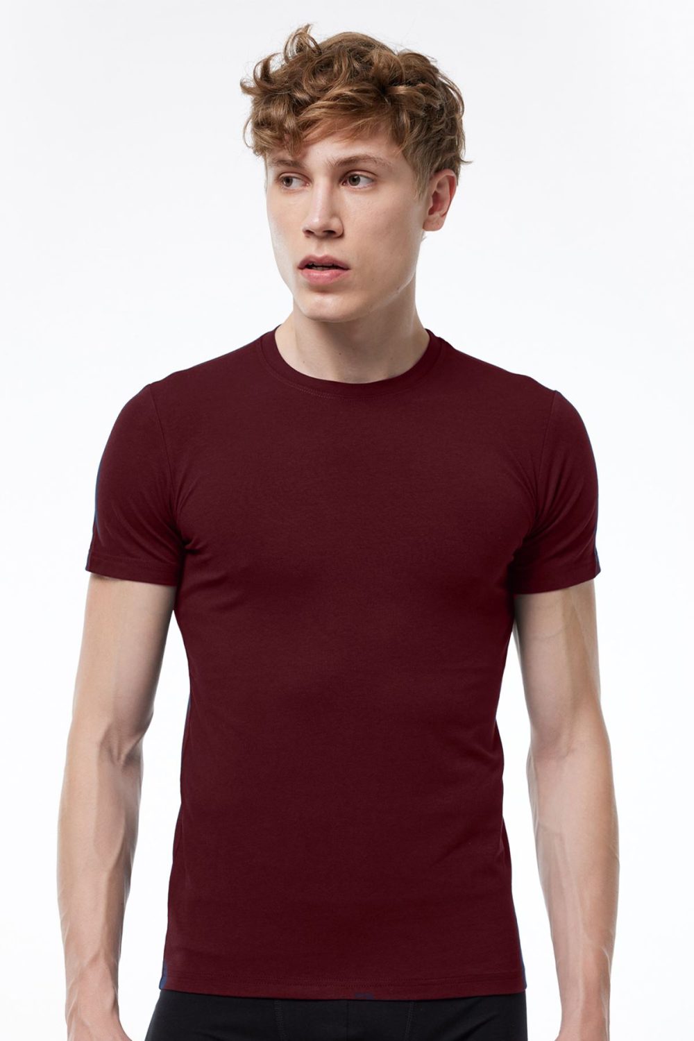 DFN Erkek Bordo Yuvarlak Yaka Kısa Kollu Modal T-shirt Body 030
