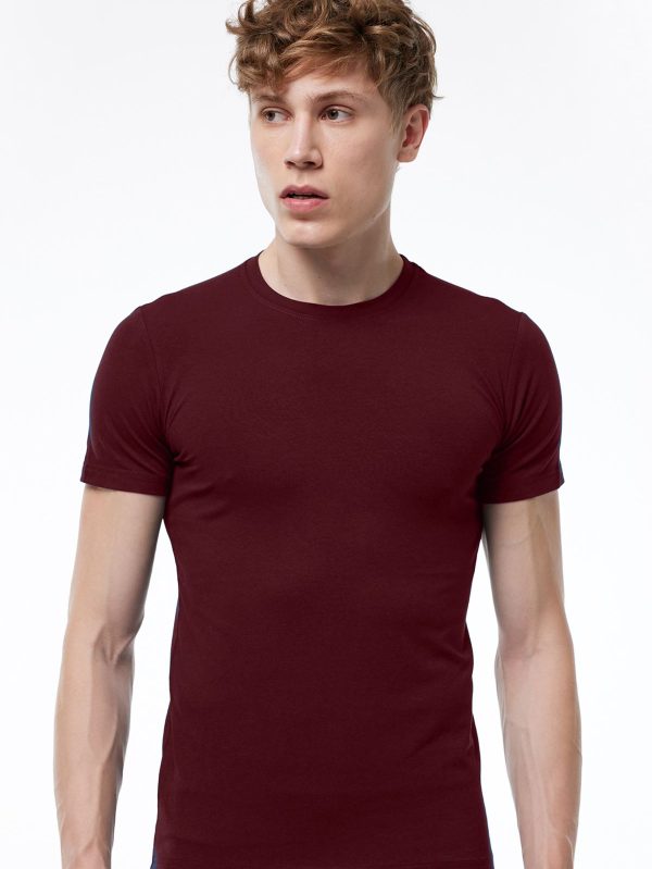 DFN Erkek Bordo Yuvarlak Yaka Kısa Kollu Modal T-shirt Body 030