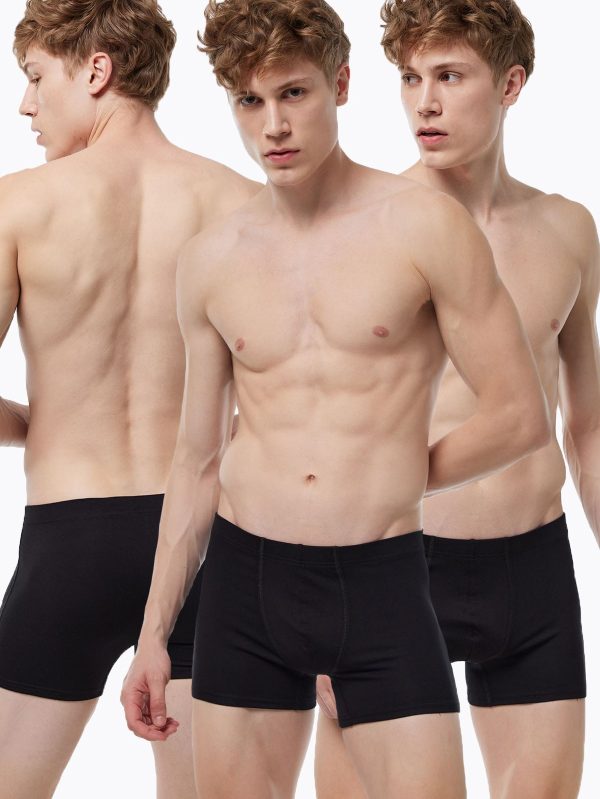 DFN Erkek Siyah 3 lü Paket Modal Likralı Boxer 3M058