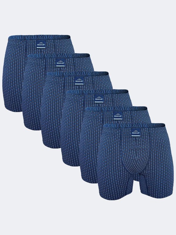 DFN Erkek Desenli 6 Lı Pamuk Elastan Uzun Boxer 6M073