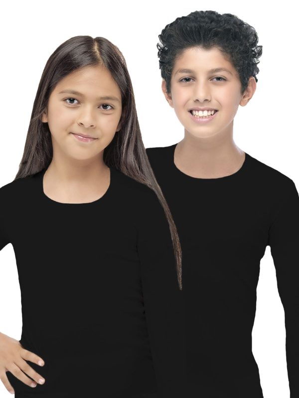 DFN Unisex Çocuk Siyah Açık Yaka Uzun Kollu Ekonomik Termal Üst İçlik 362