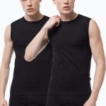 DFN Erkek Siyah 2 Li Paket Sıfır Yaka Iz Yapmayan Modal Kolsuz Atlet 007