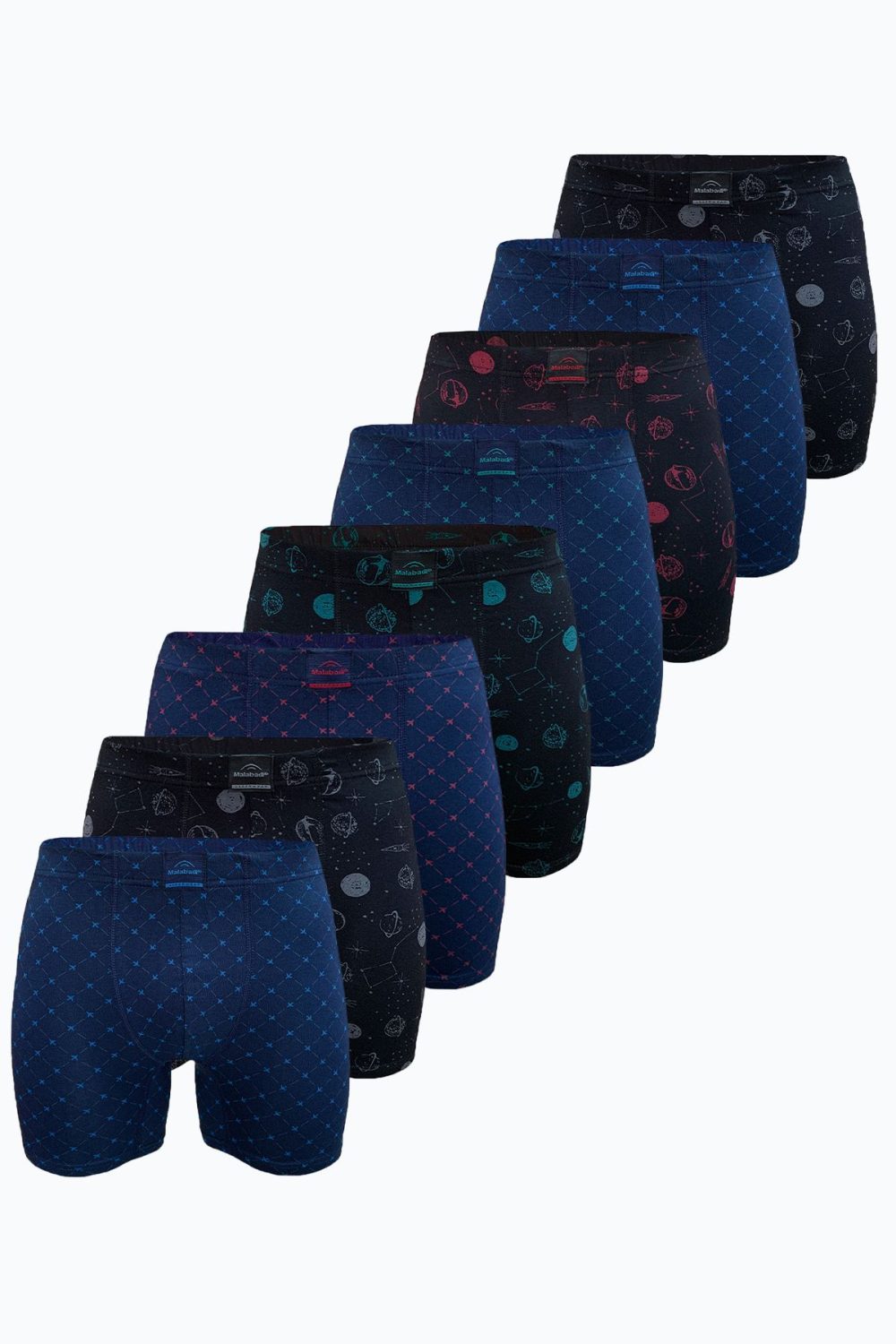 DFN Erkek Desenli 8 li Premium Collection Modal Uzun Boxer 8M250