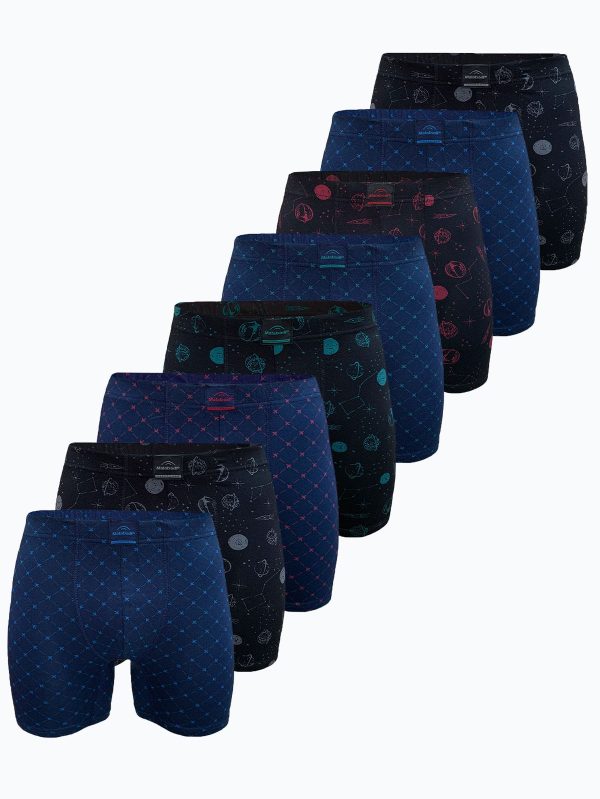 DFN Erkek Desenli 8 li Premium Collection Modal Uzun Boxer 8M250