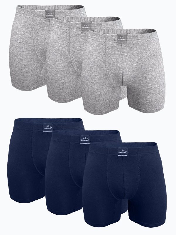 DFN Erkek Gri Lacivert 6 lı Premium Collection Modal Uzun Boxer 6M250