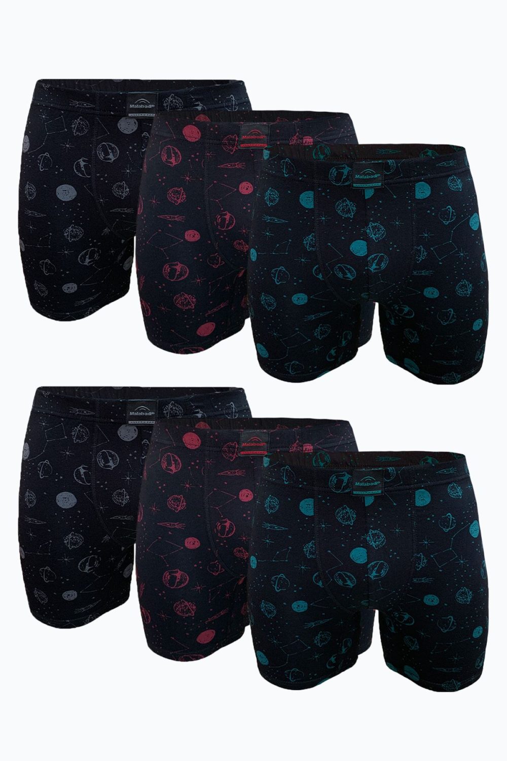 DFN Erkek Siyah Desenli 6 lı Premium Collection Modal Uzun Boxer 6M250