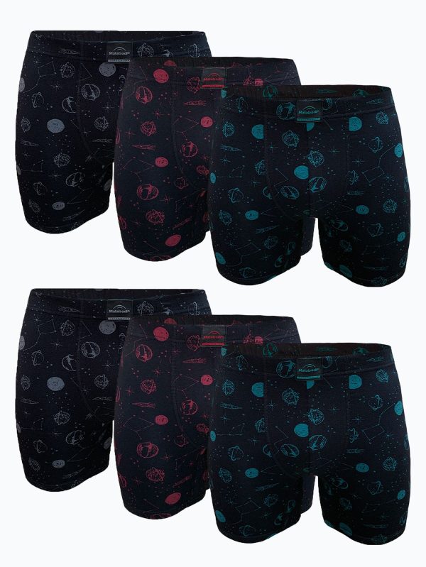 DFN Erkek Siyah Desenli 6 lı Premium Collection Modal Uzun Boxer 6M250