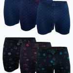 DFN Erkek Lacivert Siyah Desenli 6 lı Premium Collection Modal Uzun Boxer 6M250