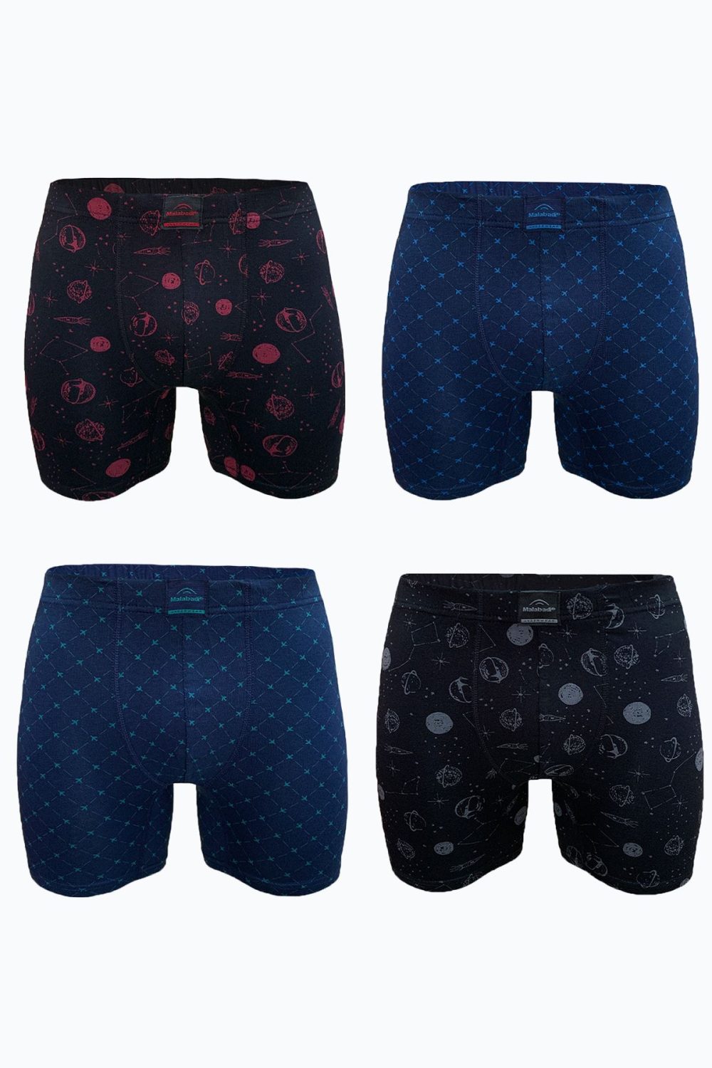DFN Erkek Desenli 4 lü Premium Collection Modal Uzun Boxer 4M250