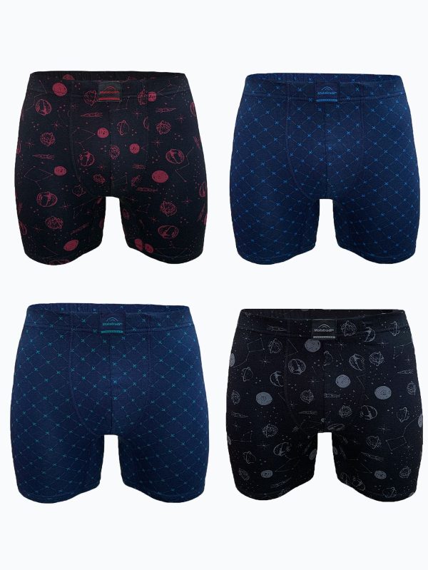 DFN Erkek Desenli 4 lü Premium Collection Modal Uzun Boxer 4M250