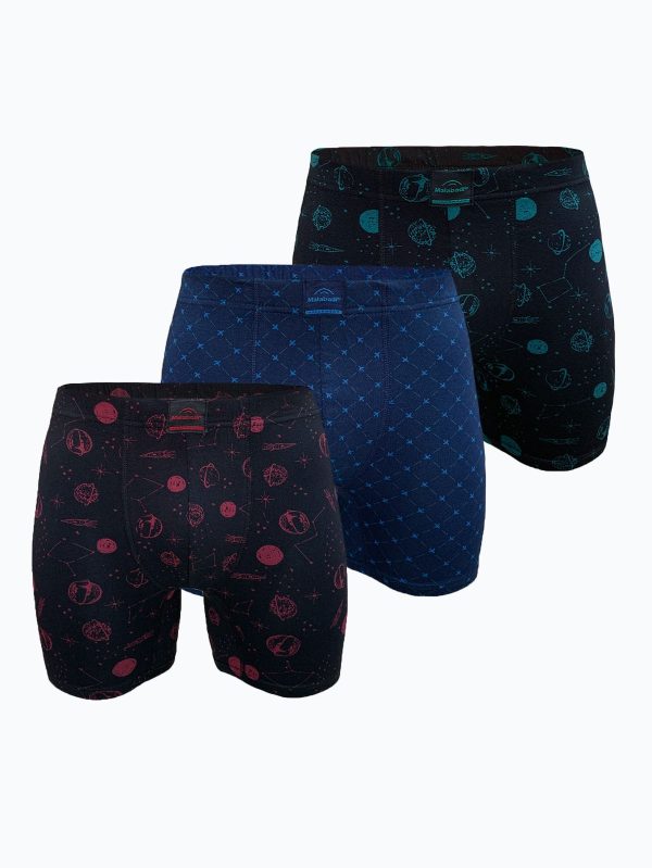 DFN Erkek 3 lü Desenli Set 1 Premium Collection Modal Uzun Boxer 3M250