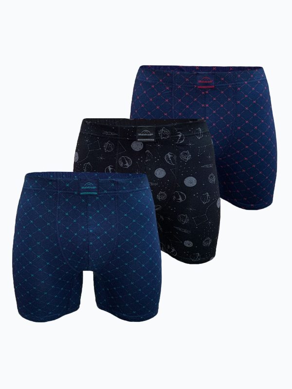 DFN Erkek 3 lü Desenli Set 2 Premium Collection Modal Uzun Boxer 3M250