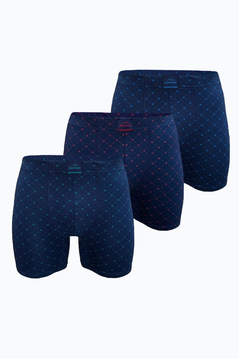 DFN Erkek 3 lü Lacivert Desenli Premium Collection Modal Uzun Boxer 3M250