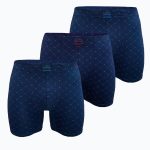 DFN Erkek 3 lü Lacivert Desenli Premium Collection Modal Uzun Boxer 3M250