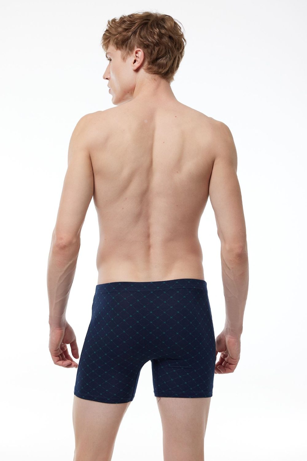 DFN Erkek 3 lü Lacivert Desenli Premium Collection Modal Uzun Boxer 3M250 - Görsel 3