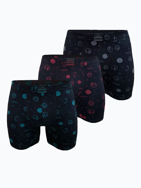 DFN Erkek 3 lü Siyah Desenli Premium Collection Modal Uzun Boxer 3M250
