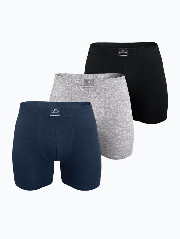 DFN Erkek 3 lü Siyah Gri Füme Premium Collection Modal Uzun Boxer 3M250