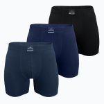 DFN Erkek 3 lü Siyah Lacivert Füme Premium Collection Modal Uzun Boxer 3M250