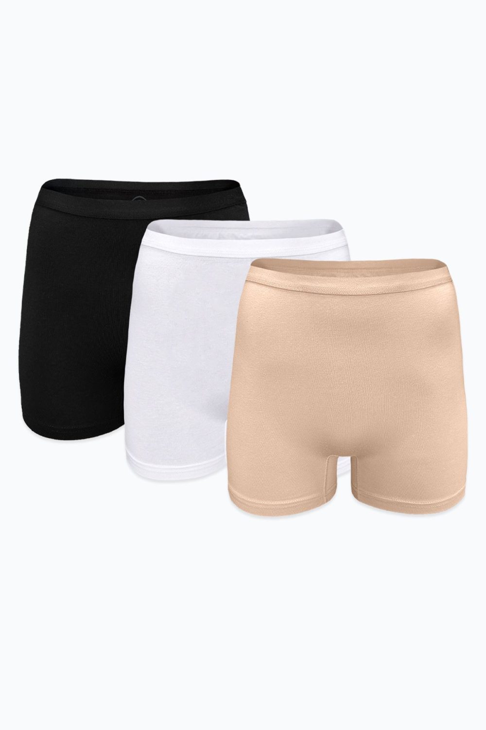 DFN Kadın 3 lü Siyah Beyaz Ten Rengi İz Yapmayan Modal Yüksek Bel Boxer 3M108