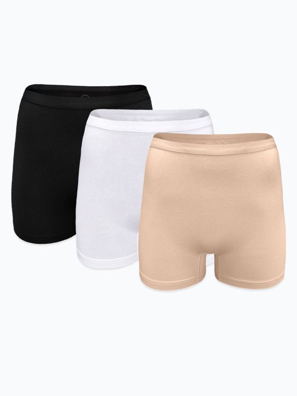 DFN Kadın 3 lü Siyah Beyaz Ten Rengi İz Yapmayan Modal Yüksek Bel Boxer 3M108