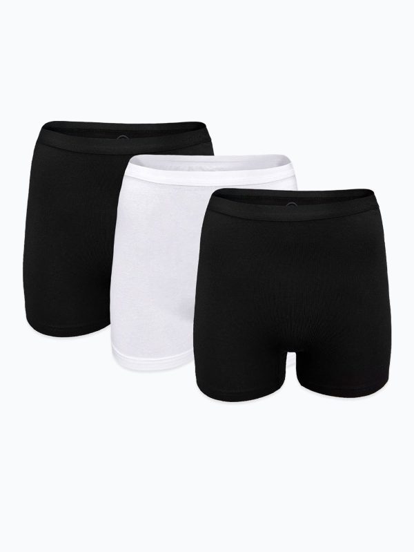 DFN Kadın 3 lü Siyah Beyaz İz Yapmayan Modal Yüksek Bel Boxer 3M108