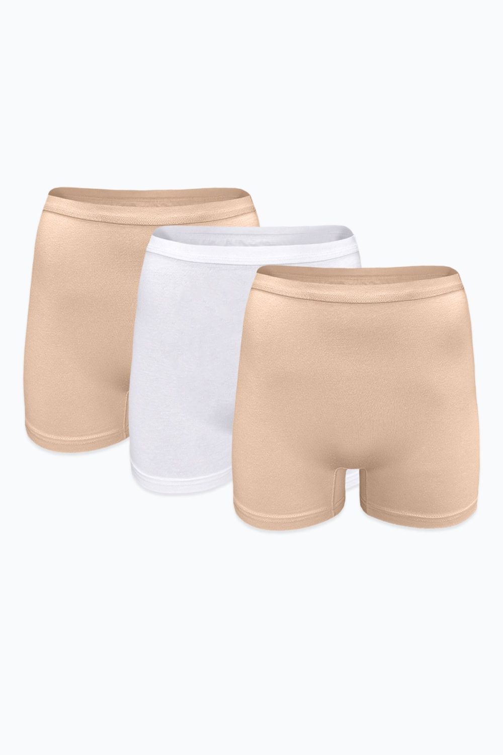 DFN Kadın 3 lü Beyaz Ten Rengi İz Yapmayan Modal Yüksek Bel Boxer 3M108