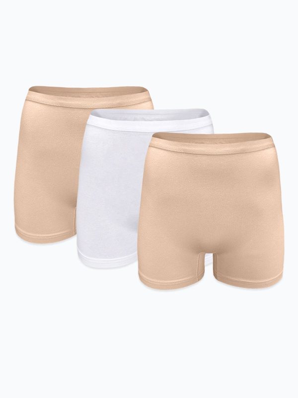 DFN Kadın 3 lü Beyaz Ten Rengi İz Yapmayan Modal Yüksek Bel Boxer 3M108