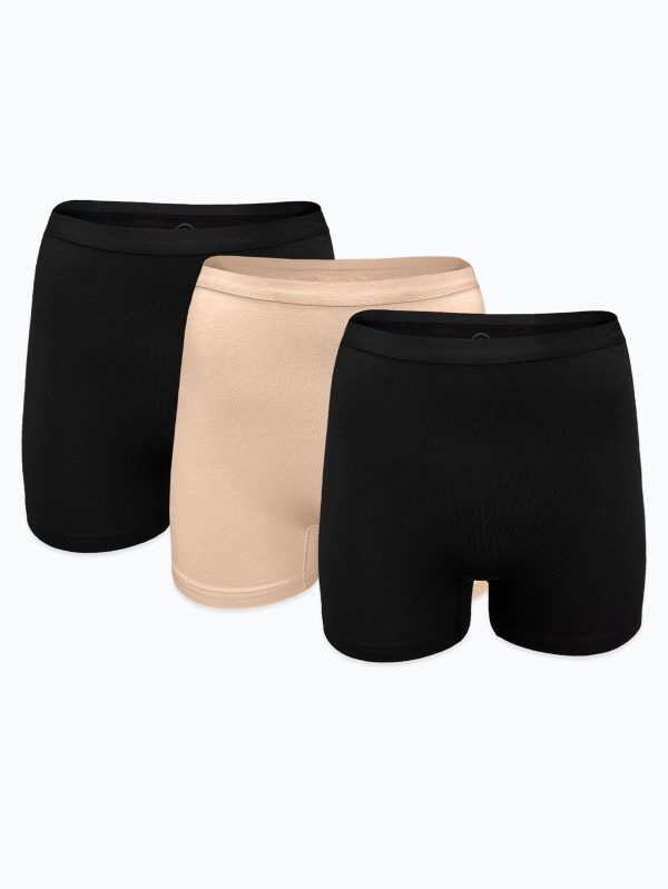 DFN Kadın 3 lü Siyah Ten Rengi İz Yapmayan Modal Yüksek Bel Boxer 3M108