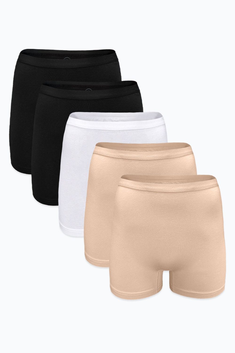 DFN Kadın 5 li Siyah Beyaz Ten Rengi İz Yapmayan Modal Yüksek Bel Boxer 5M108