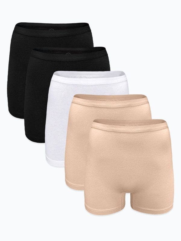DFN Kadın 5 li Siyah Beyaz Ten Rengi İz Yapmayan Modal Yüksek Bel Boxer 5M108