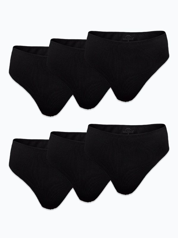 DFN Kadın Siyah 6 lı Paket Modal Yüksek Bel String Tanga 6M178