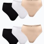 DFN Kadın Siyah Beyaz Ten Rengi 6 lı Paket Modal Yüksek Bel String Tanga 6M178