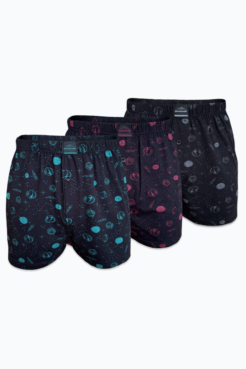 DFN Erkek 3 lü Siyah Premium Collection Desenli Geniş Kalıp Modal Boxer 3M254