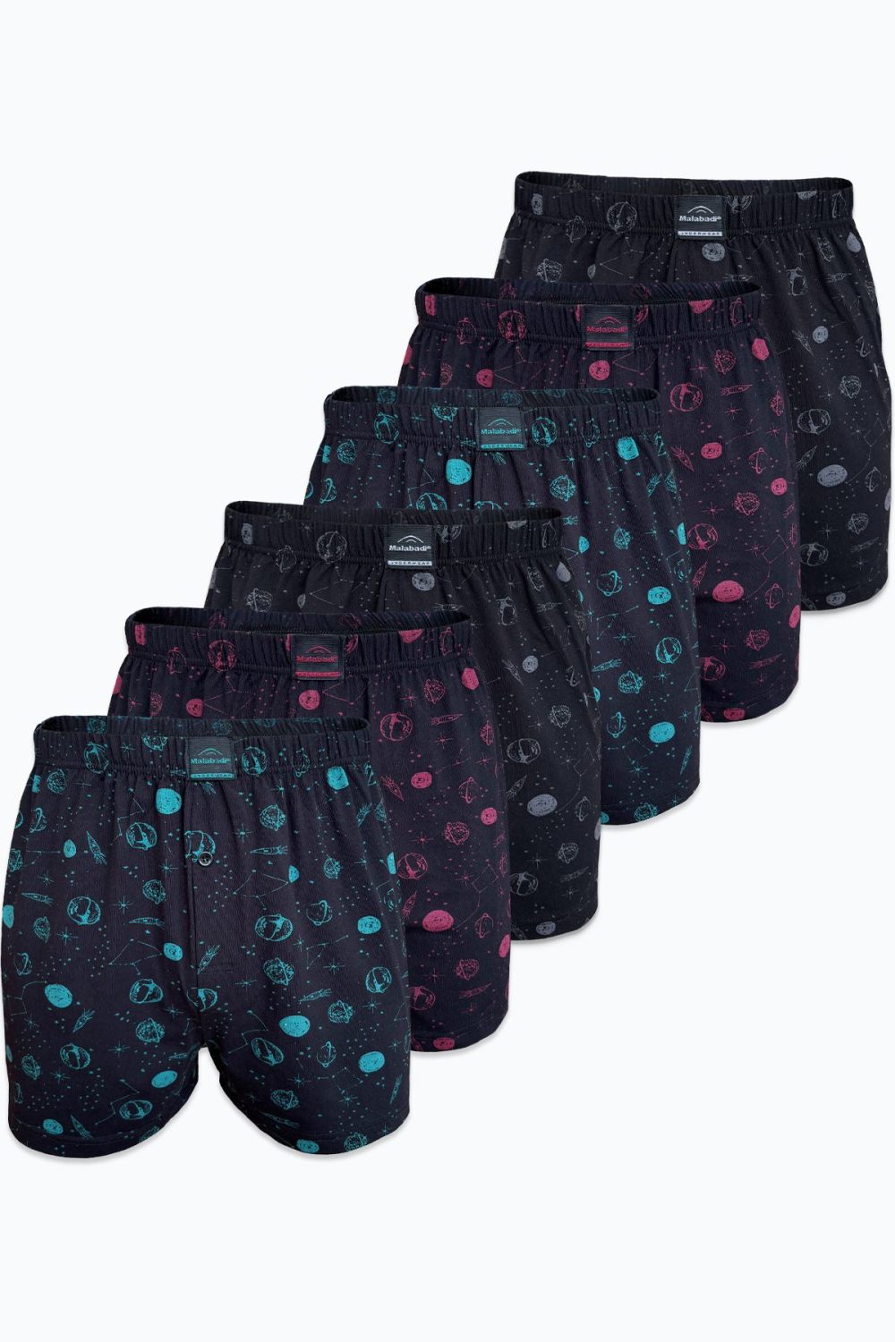 DFN Erkek 6 lı Siyah Premium Collection Desenli Geniş Kalıp Modal Boxer 6M254