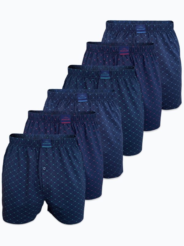DFN Erkek 6 lı Lacivert Premium Collection Desenli Geniş Kalıp Modal Boxer 6M254