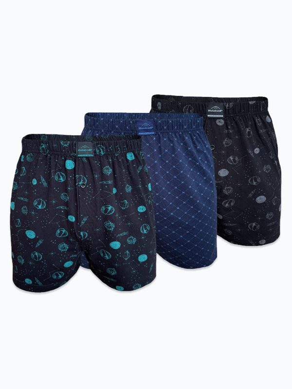 DFN Erkek 3 lü Set-1 Premium Collection Desenli Geniş Kalıp Büyük Beden Modal Boxer 3M90254