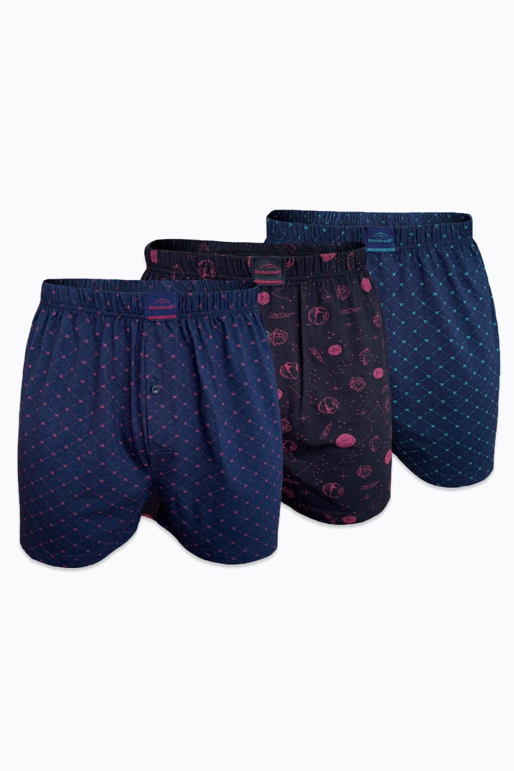 DFN Erkek 3 lü Set-2 Premium Collection Desenli Geniş Kalıp Büyük Beden Modal Boxer 3M90254