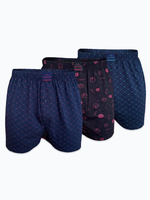 DFN Erkek 3 lü Set-2 Premium Collection Desenli Geniş Kalıp Büyük Beden Modal Boxer 3M90254