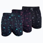 DFN Erkek 3 lü Siyah Premium Collection Desenli Geniş Kalıp Büyük Beden Modal Boxer 3M90254