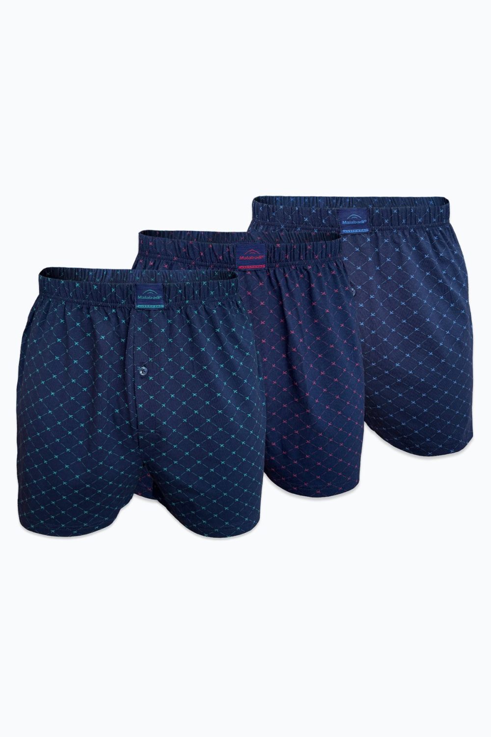 DFN Erkek 3 lü Lacivert Premium Collection Desenli Geniş Kalıp Büyük Beden Modal Boxer 3M90254